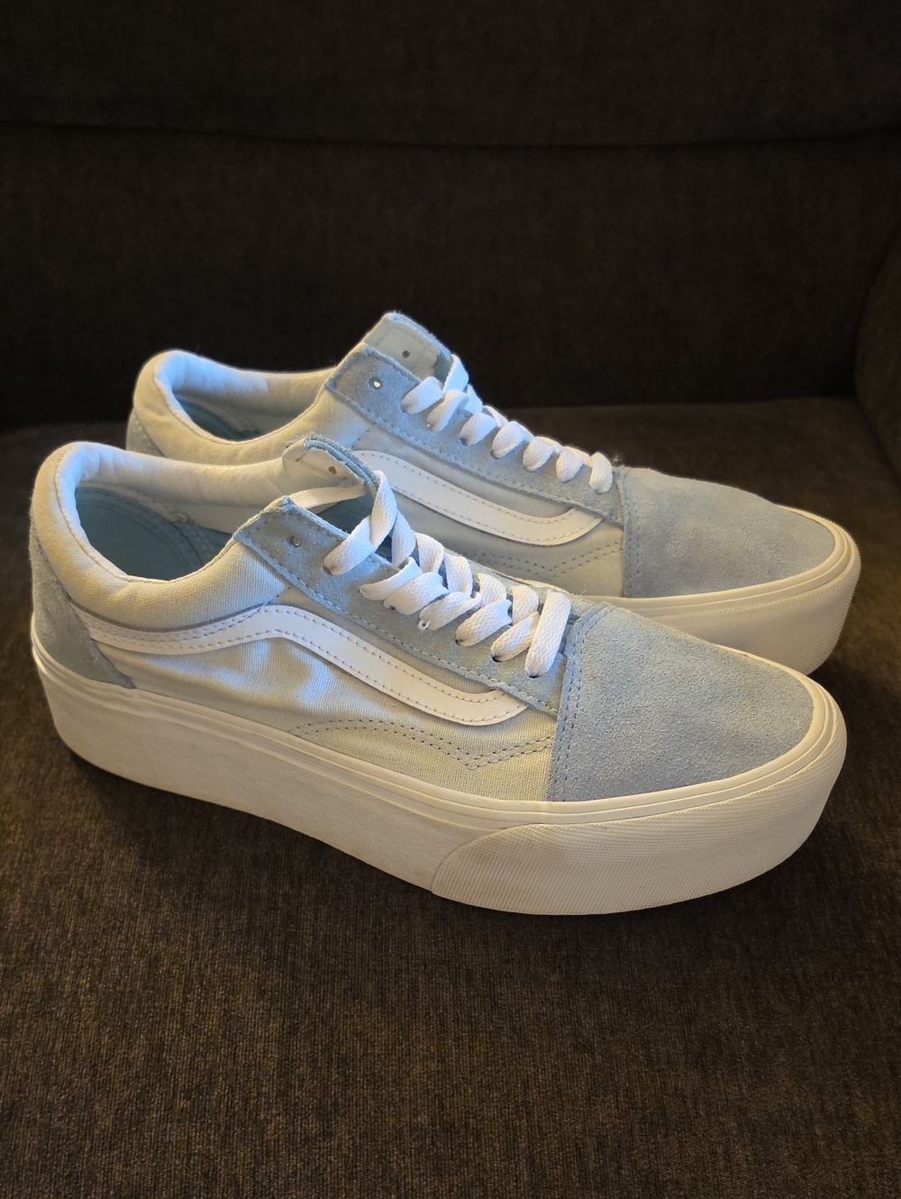 Vans Old Skool Stacked Sneakers in Light Blue and White